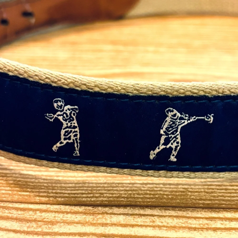 The Belted Cow Co. Lacrosse Woven Cotton & Leather Belt Maine, USA Men's 34